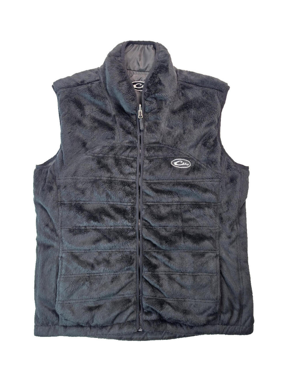 Lady Drake Waterfowl Black Faux Fur Reversible Vest Gilet Womens XL